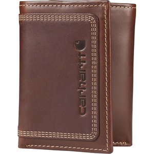 Carhartt Men’s Rugged Leather Triple Stitch Wallets, Available in Multiple Styles, Brown (Trifold)(Brown (Trifold))
