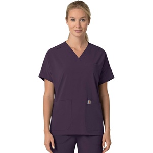 Carhartt Scrubs C13110 Women’s Force® Cross-Flex Modern Fit Oversized V(Black Plum)