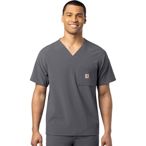 Carhartt Scrubs C16110 Men’s Force® Cross-Flex Modern Fit Chest Pocket(Pewter)