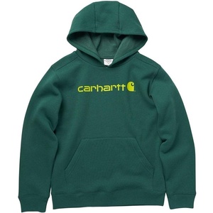 Carhartt boys Long-sleeve Hooded Graphic Sweatshirt(Hunter Green)