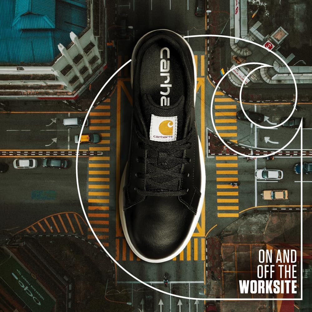image:imageCarhartt Detroit Leather Sneakers for Women Comfortable Shoes for Women with Wide Toe Box Comfort Footbed and Midsole and SlipResistant OutsoleBlack