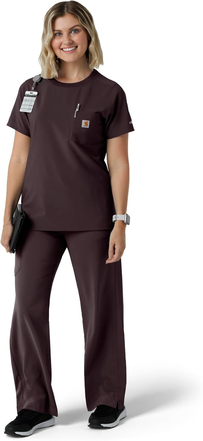 image:imageCarhartt Force CrossFlex Womens Crew Neck Scrub TopDark Sepia