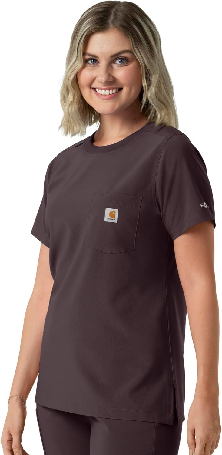image:imageCarhartt Force CrossFlex Womens Crew Neck Scrub TopDark Sepia