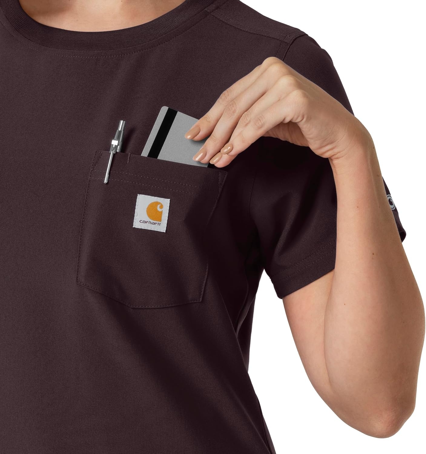 image:imageCarhartt Force CrossFlex Womens Crew Neck Scrub TopDark Sepia