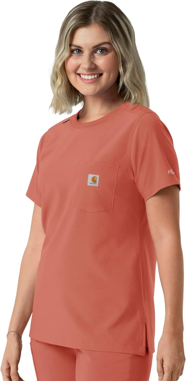 image:imageCarhartt Force CrossFlex Womens Crew Neck Scrub TopDusty Cedar