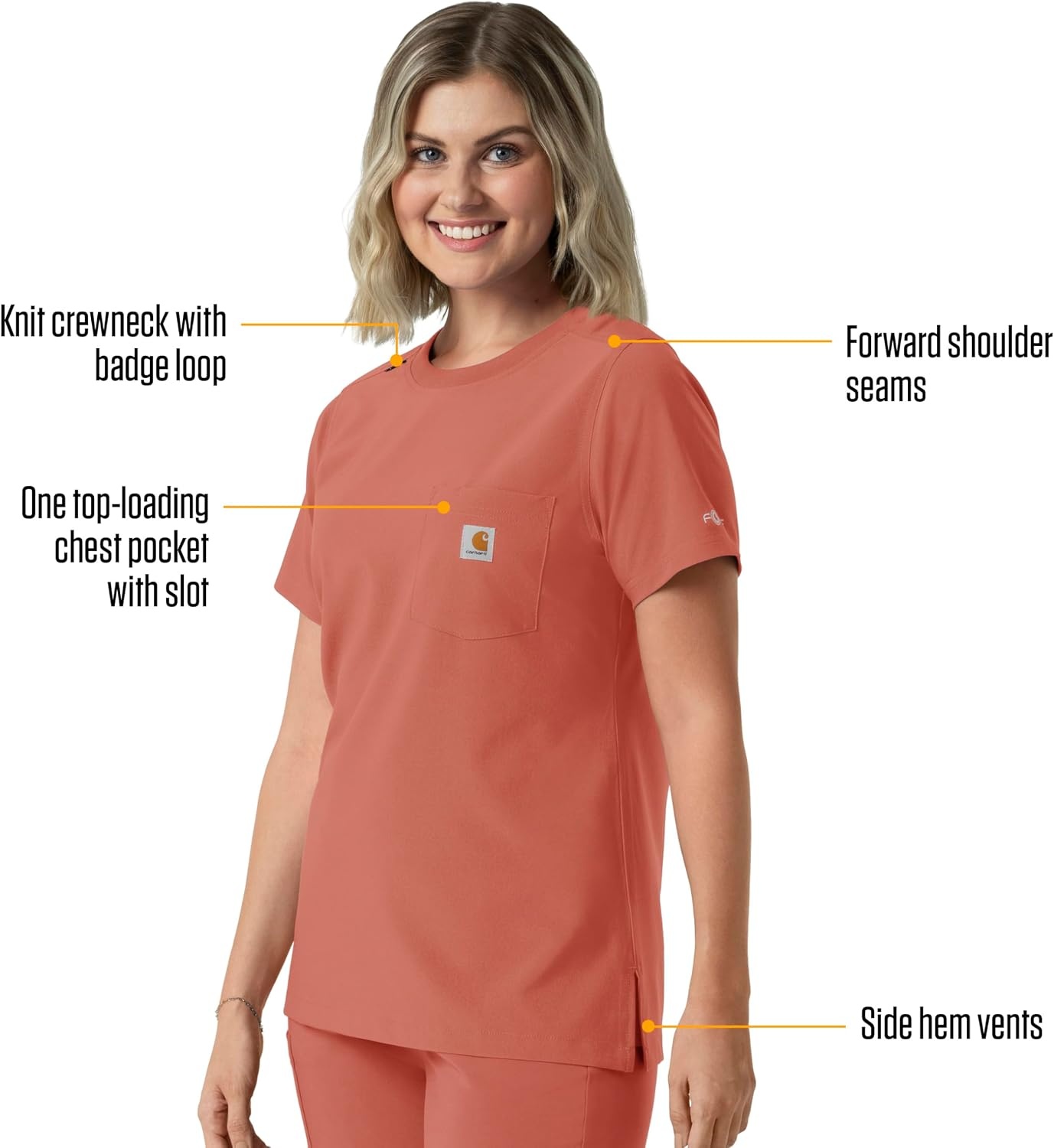 image:imageCarhartt Force CrossFlex Womens Crew Neck Scrub TopDusty Cedar