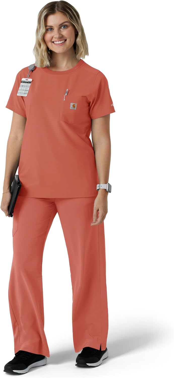 image:imageCarhartt Force CrossFlex Womens Crew Neck Scrub TopDusty Cedar