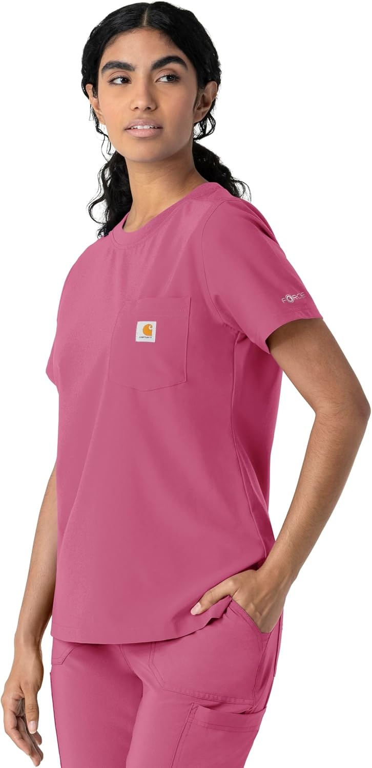 image:imageCarhartt Force CrossFlex Womens Crew Neck Scrub TopElectric Fuschia
