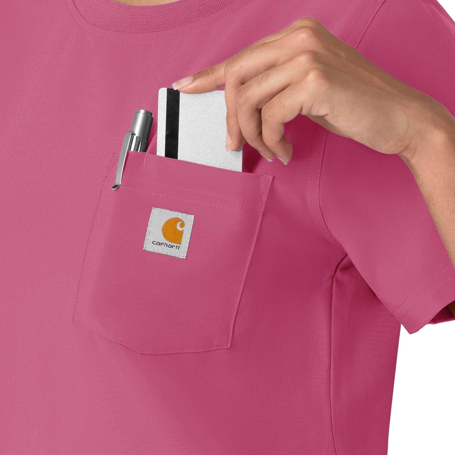 image:imageCarhartt Force CrossFlex Womens Crew Neck Scrub TopElectric Fuschia