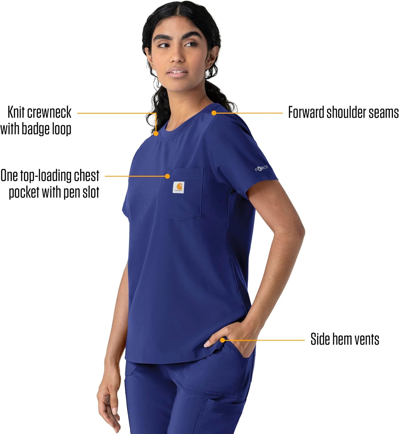 image:imageCarhartt Force CrossFlex Womens Crew Neck Scrub TopGalaxy Blue