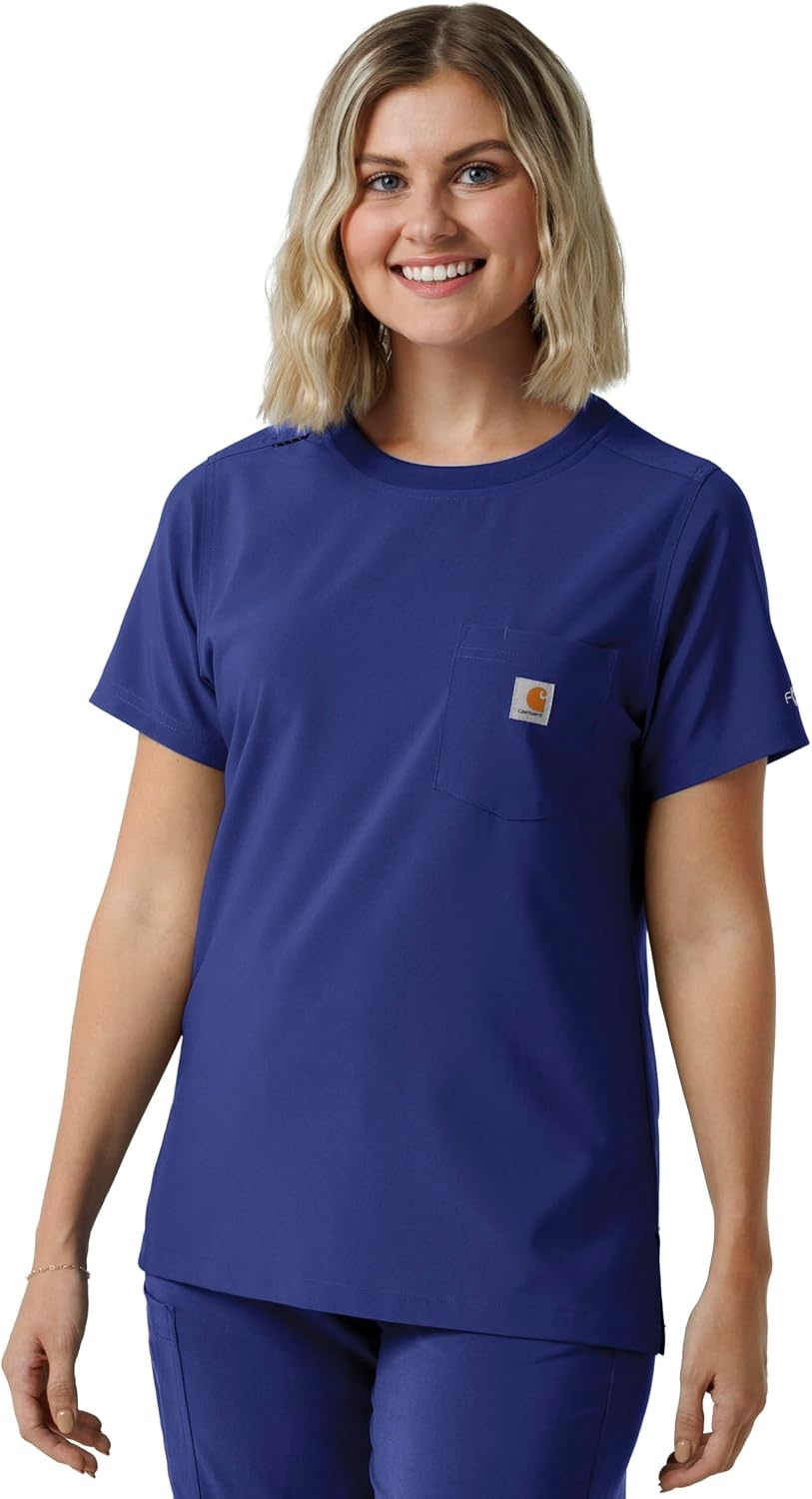 image:imageCarhartt Force CrossFlex Womens Crew Neck Scrub TopGalaxy Blue