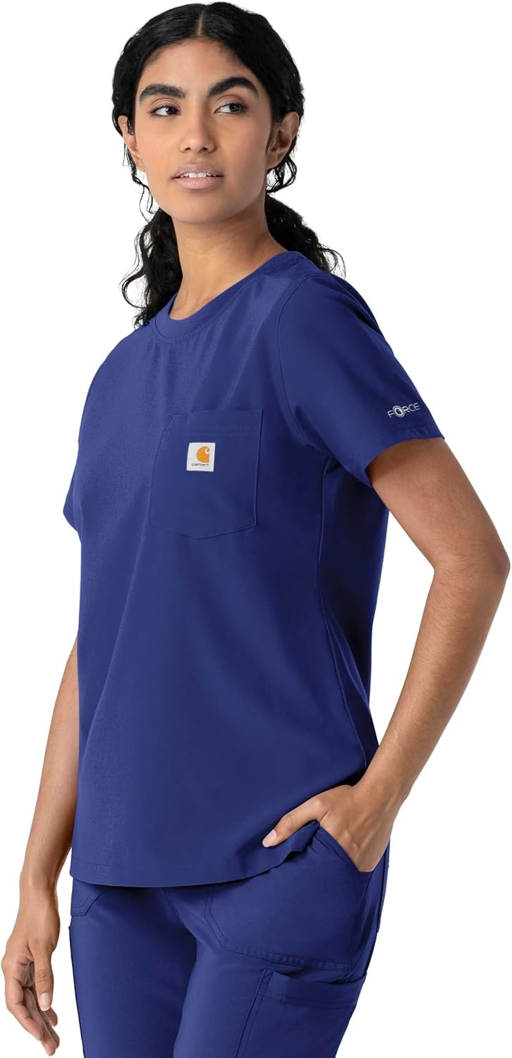 image:imageCarhartt Force CrossFlex Womens Crew Neck Scrub TopGalaxy Blue