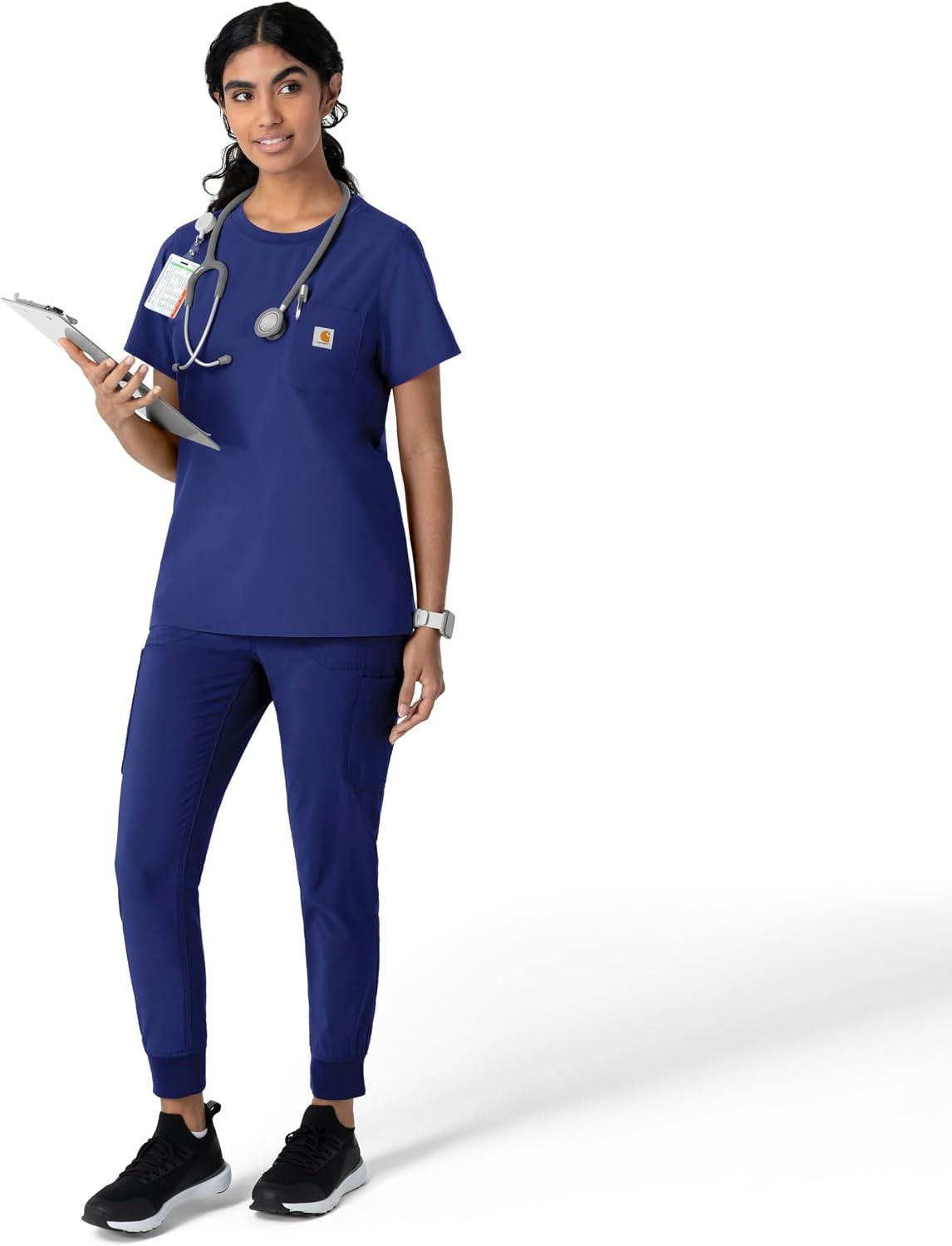 image:imageCarhartt Force CrossFlex Womens Crew Neck Scrub TopGalaxy Blue