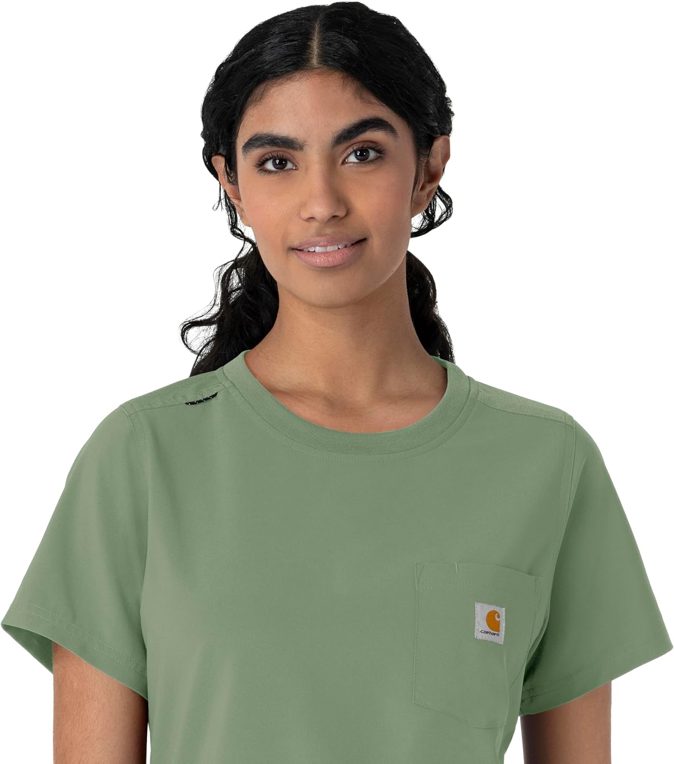 image:imageCarhartt Force CrossFlex Womens Crew Neck Scrub TopGreen Slate