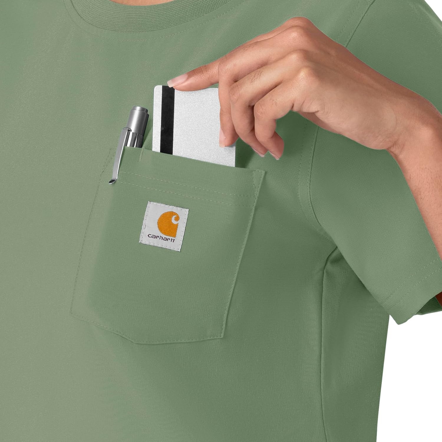 image:imageCarhartt Force CrossFlex Womens Crew Neck Scrub TopGreen Slate