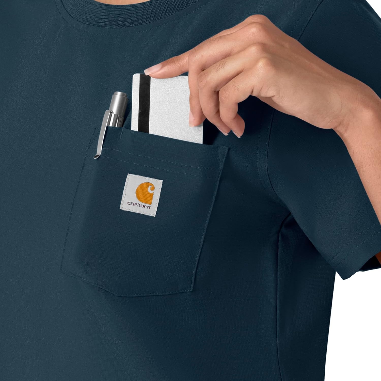 image:imageCarhartt Force CrossFlex Womens Crew Neck Scrub TopNavy