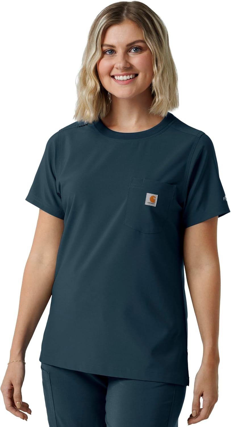 image:imageCarhartt Force CrossFlex Womens Crew Neck Scrub TopNavy