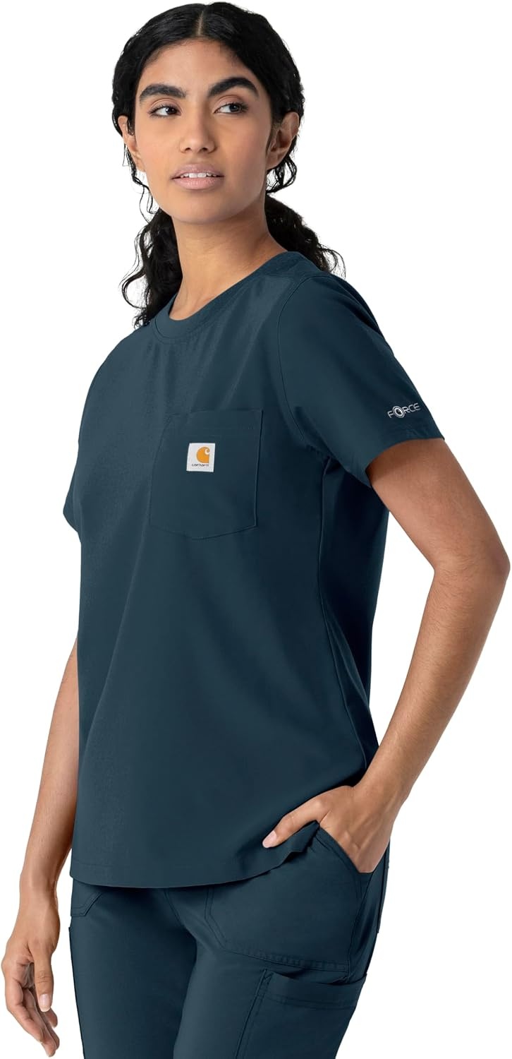 image:imageCarhartt Force CrossFlex Womens Crew Neck Scrub TopNavy