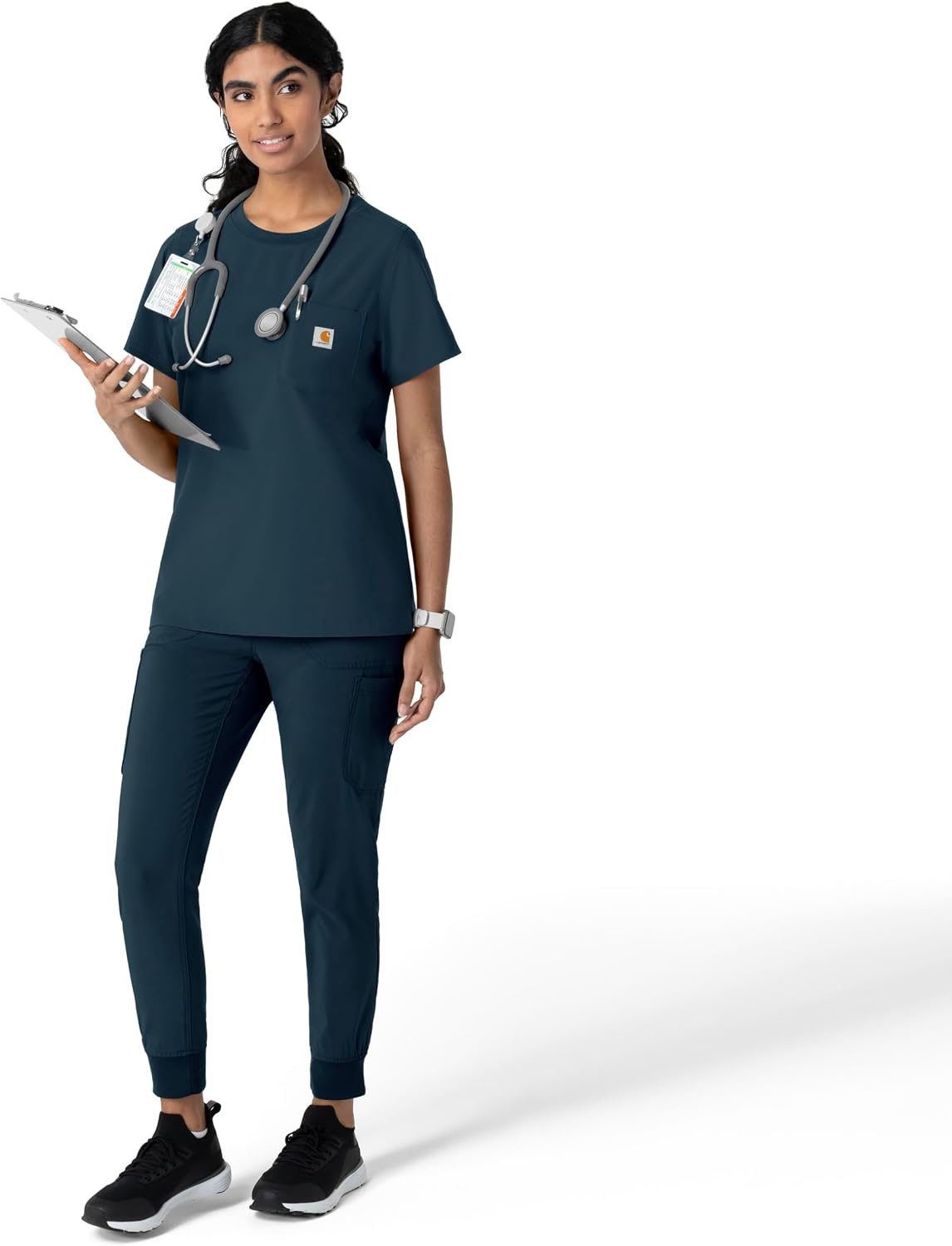 image:imageCarhartt Force CrossFlex Womens Crew Neck Scrub TopNavy