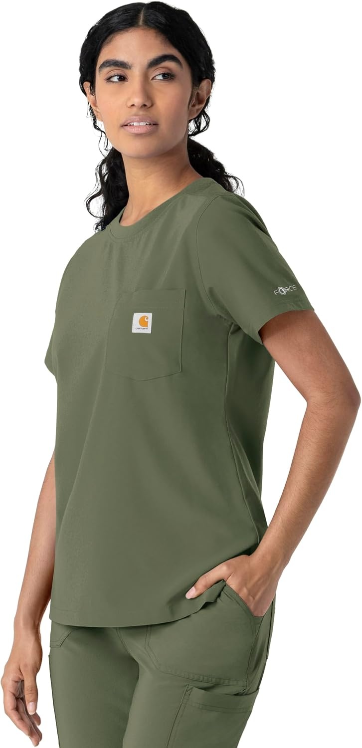 image:imageCarhartt Force CrossFlex Womens Crew Neck Scrub TopOlive