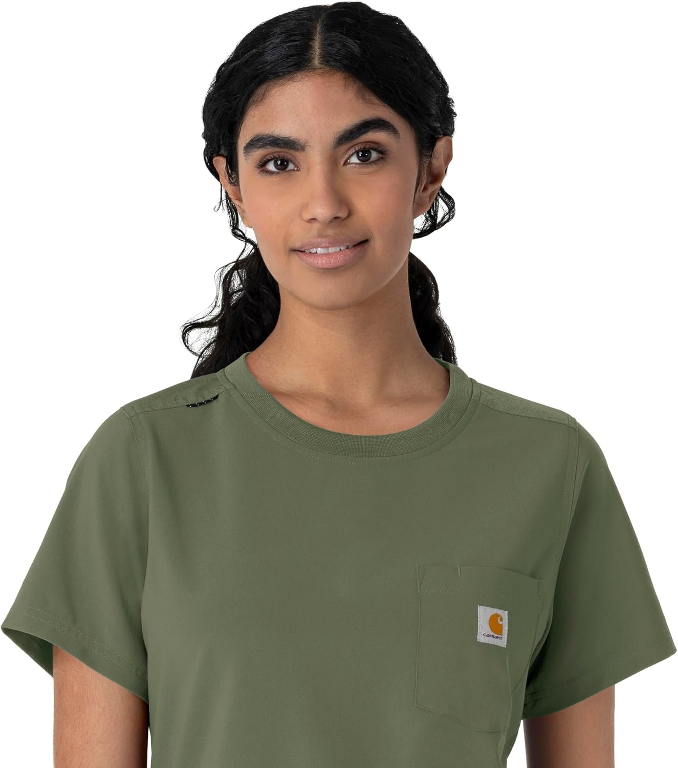 image:imageCarhartt Force CrossFlex Womens Crew Neck Scrub TopOlive