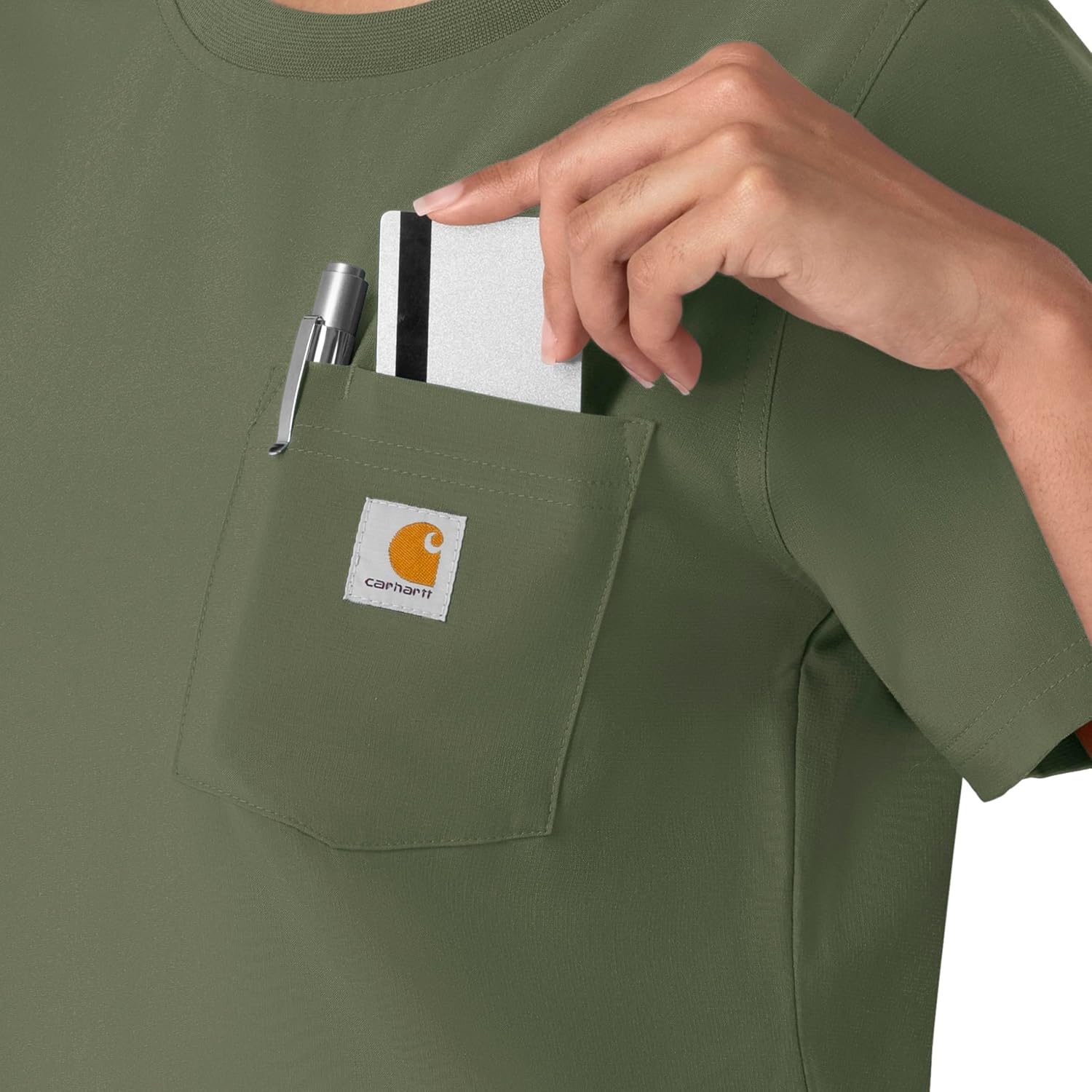 image:imageCarhartt Force CrossFlex Womens Crew Neck Scrub TopOlive