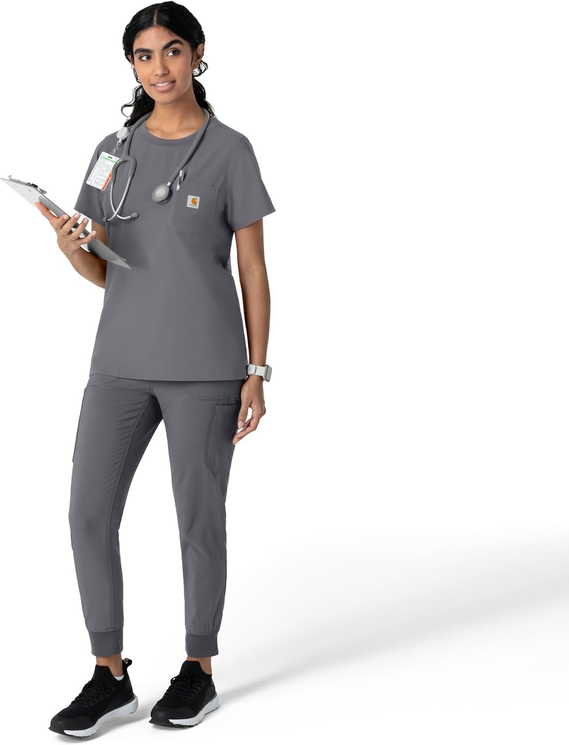 image:imageCarhartt Force CrossFlex Womens Crew Neck Scrub TopPewter