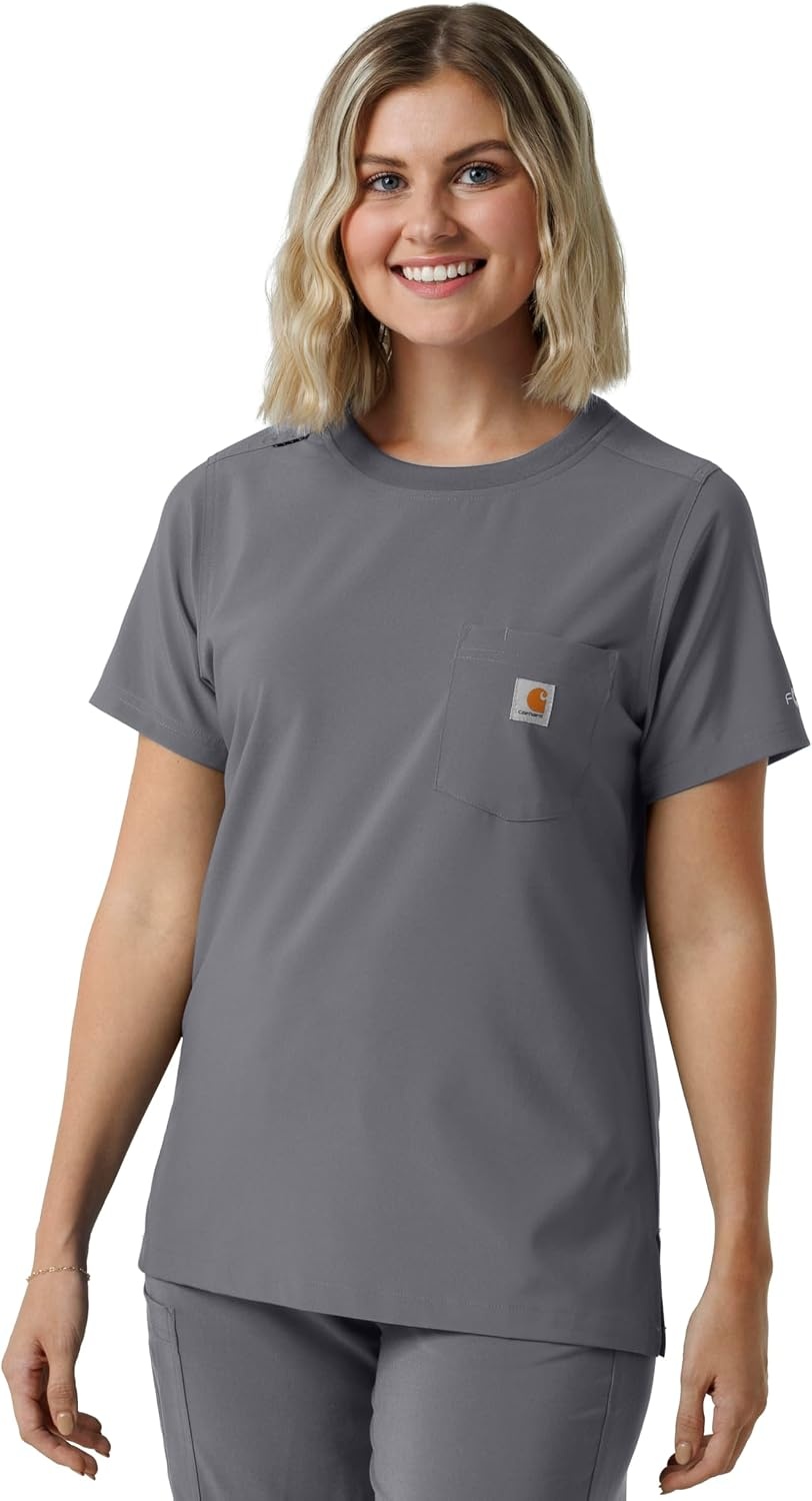 image:imageCarhartt Force CrossFlex Womens Crew Neck Scrub TopPewter