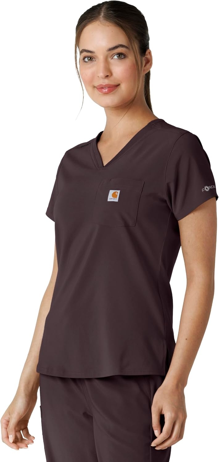 image:imageCarhartt Force CrossFlex Womens Tuckin Scrub TopDark Sepia