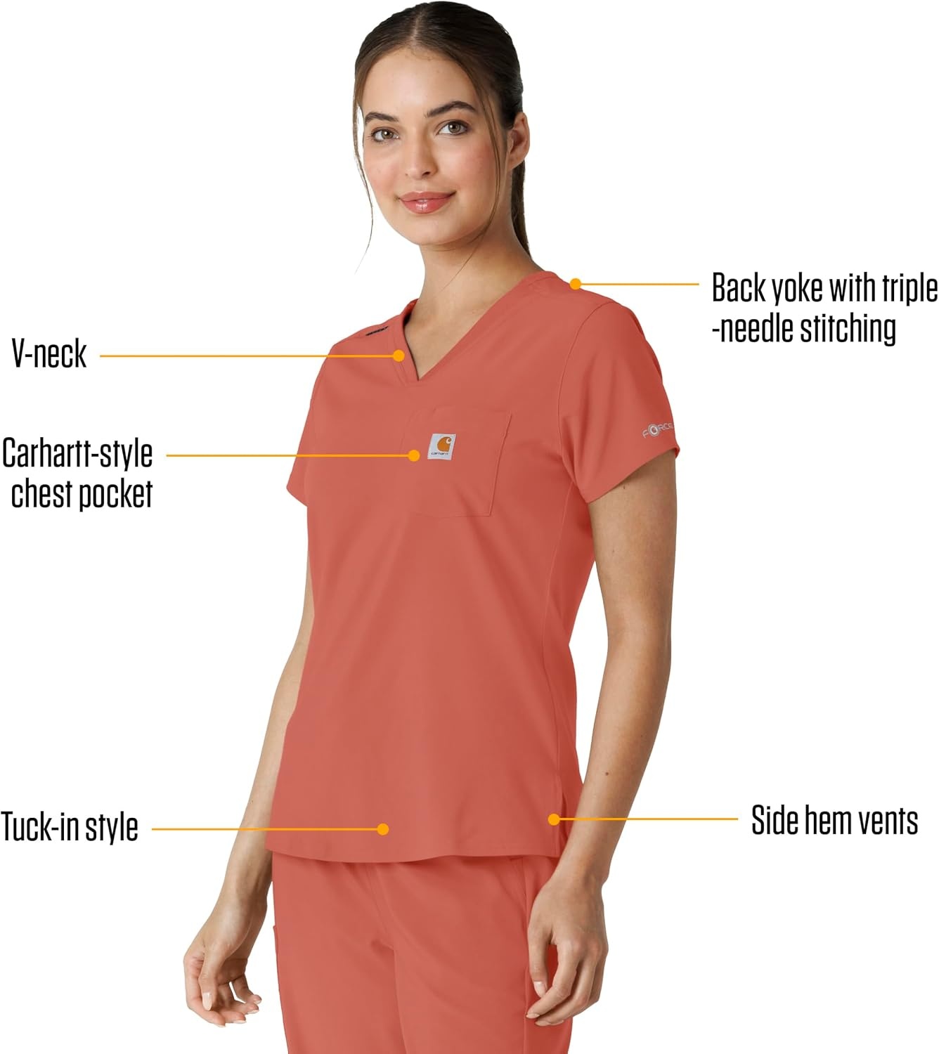 image:imageCarhartt Force CrossFlex Womens Tuckin Scrub TopDusty Cedar