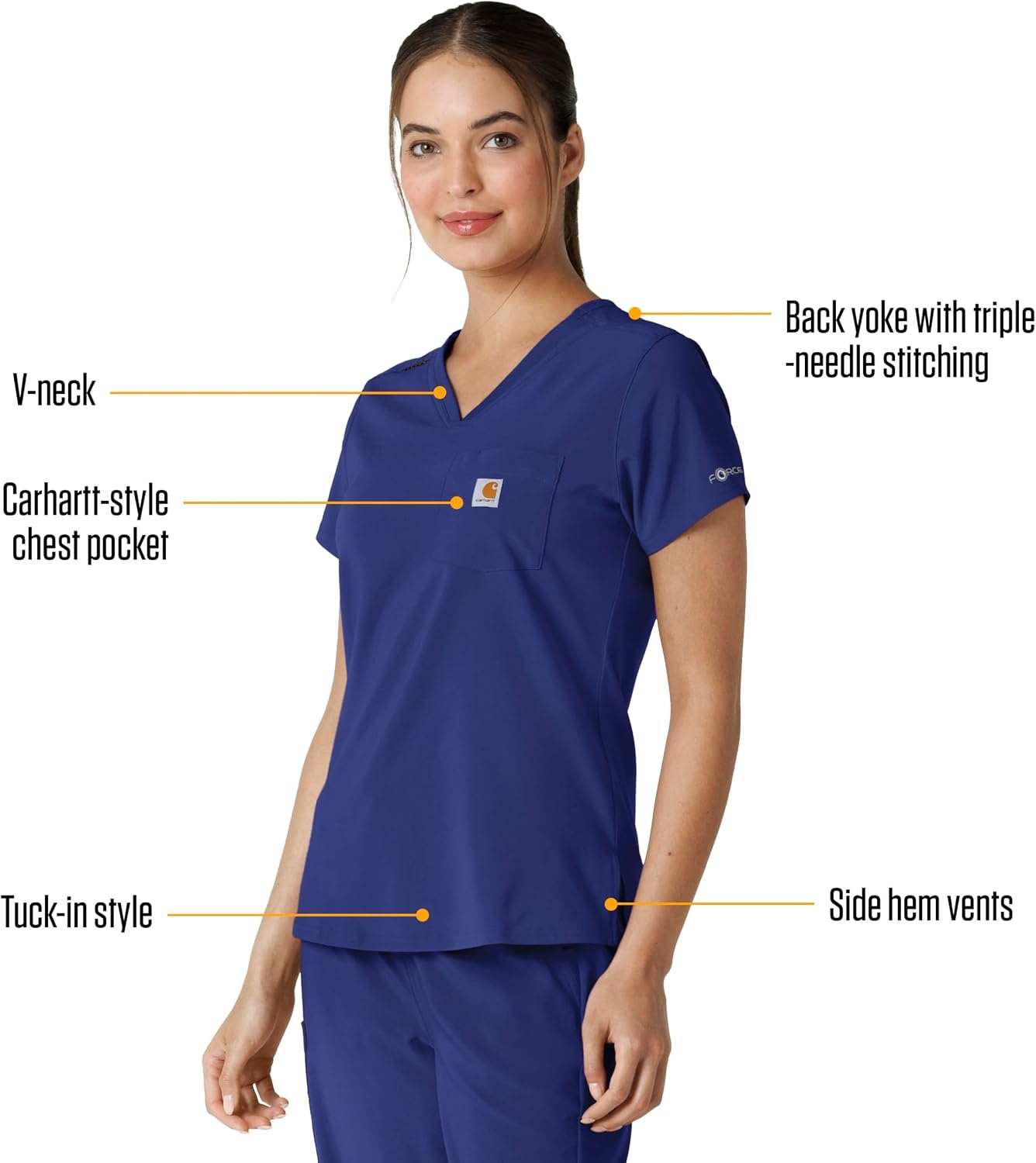 image:imageCarhartt Force CrossFlex Womens Tuckin Scrub TopGalaxy Blue