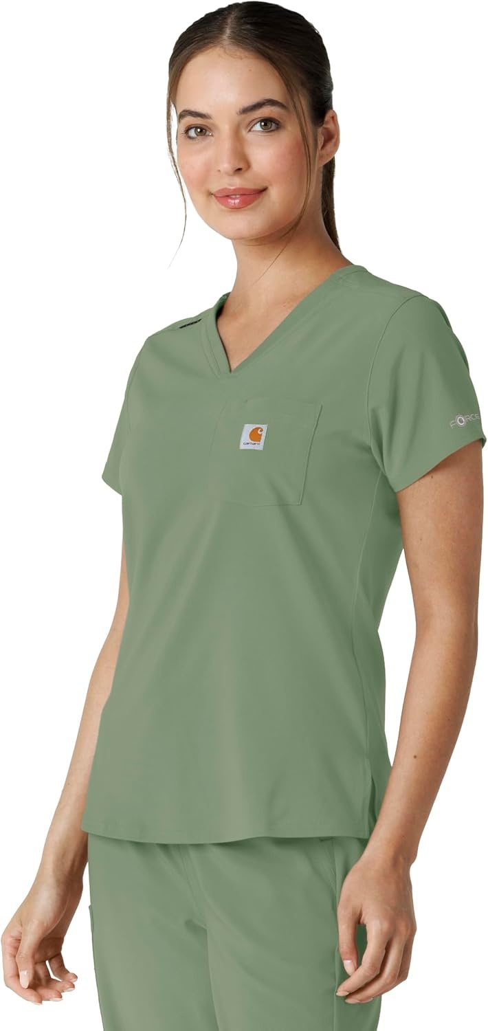 image:imageCarhartt Force CrossFlex Womens Tuckin Scrub TopGreen Slate