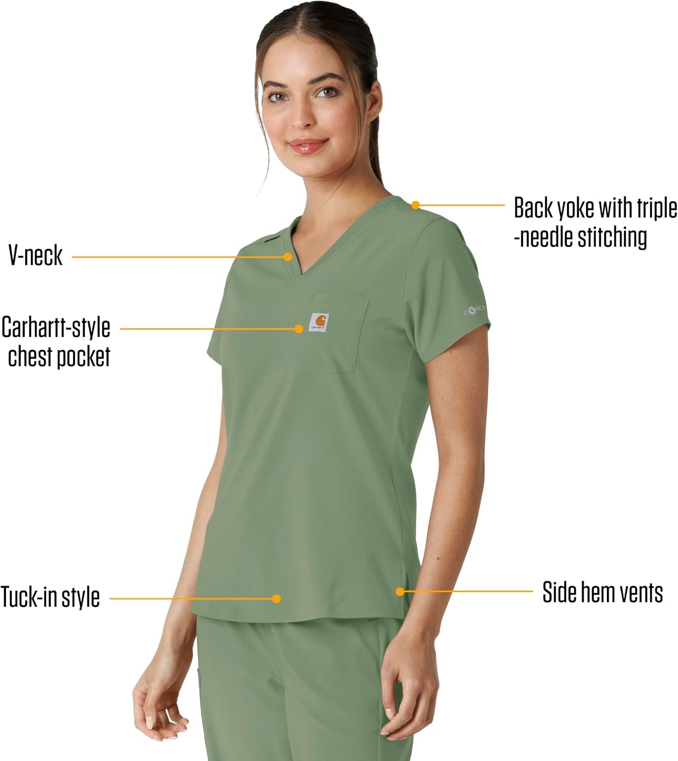 image:imageCarhartt Force CrossFlex Womens Tuckin Scrub TopGreen Slate