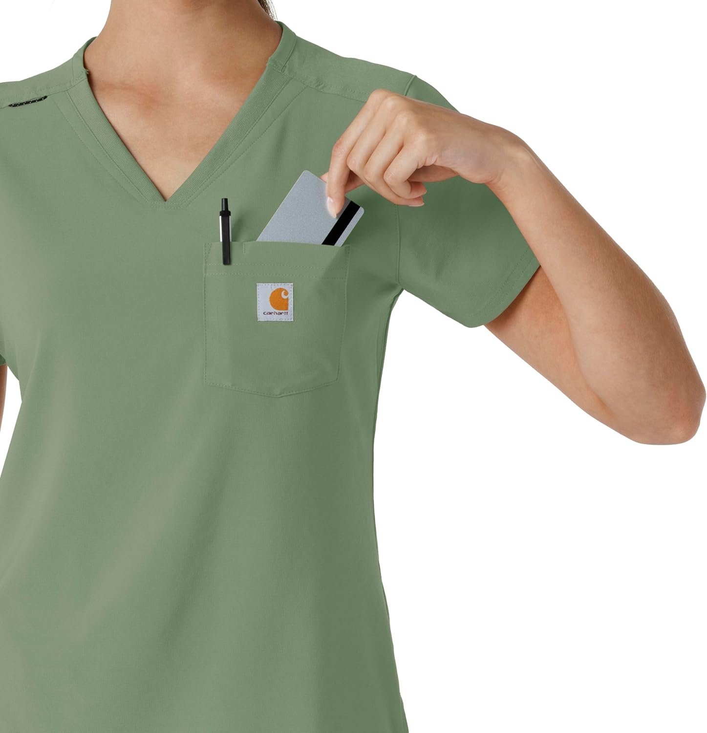 image:imageCarhartt Force CrossFlex Womens Tuckin Scrub TopGreen Slate