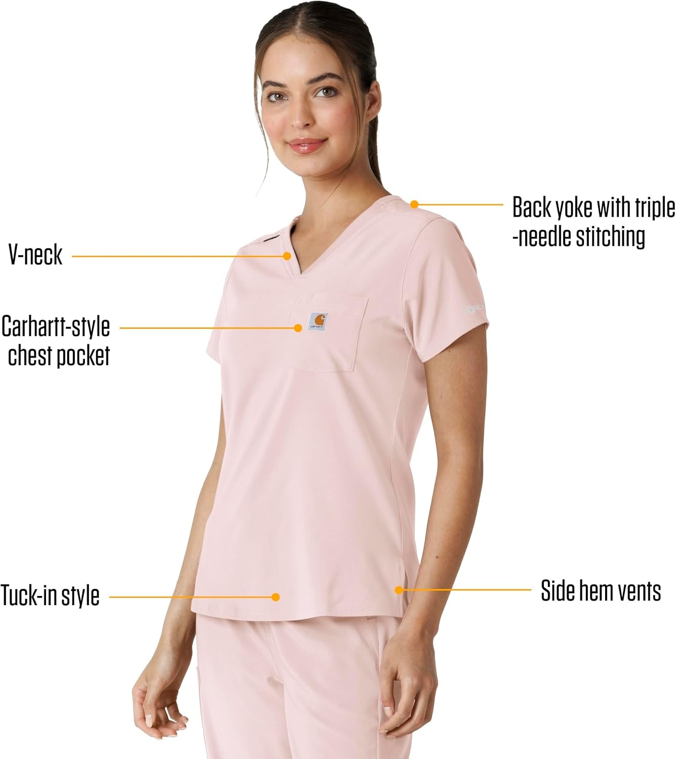 image:imageCarhartt Force CrossFlex Womens Tuckin Scrub TopSoft Rose