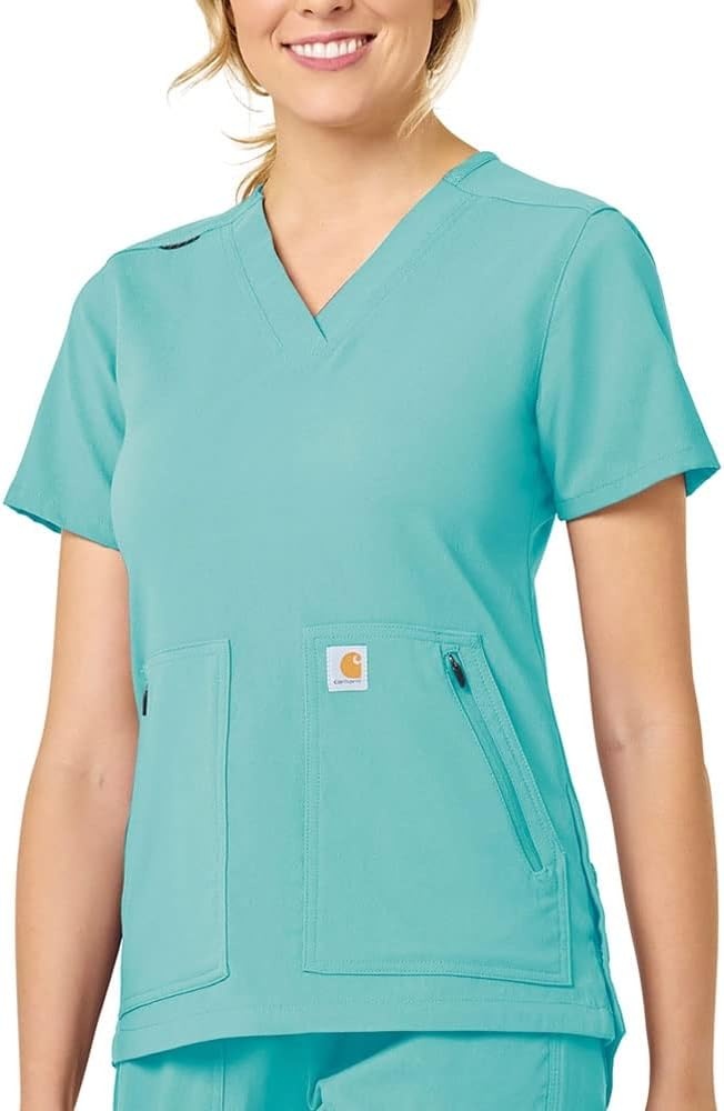 image:imageCarhartt Scrubs C12237 Womens Rugged Flex Modern Fit 4Pocket VNeckAqua Sea