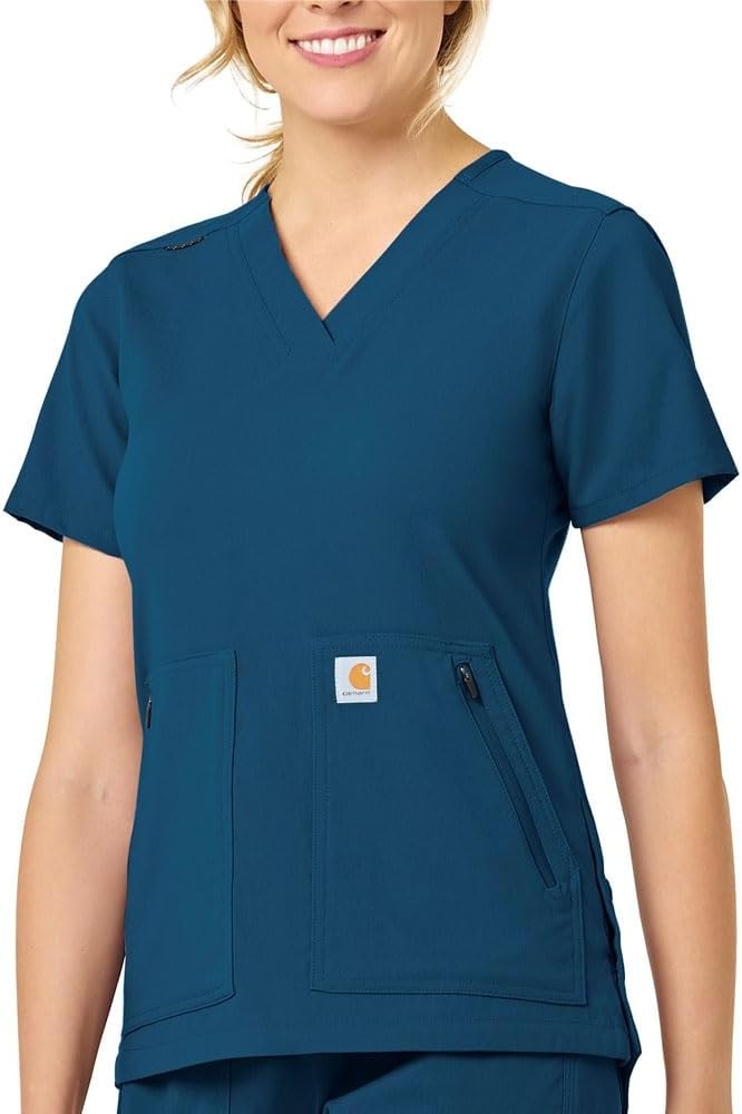 image:imageCarhartt Scrubs C12237 Womens Rugged Flex Modern Fit 4Pocket VNeckCaribbean
