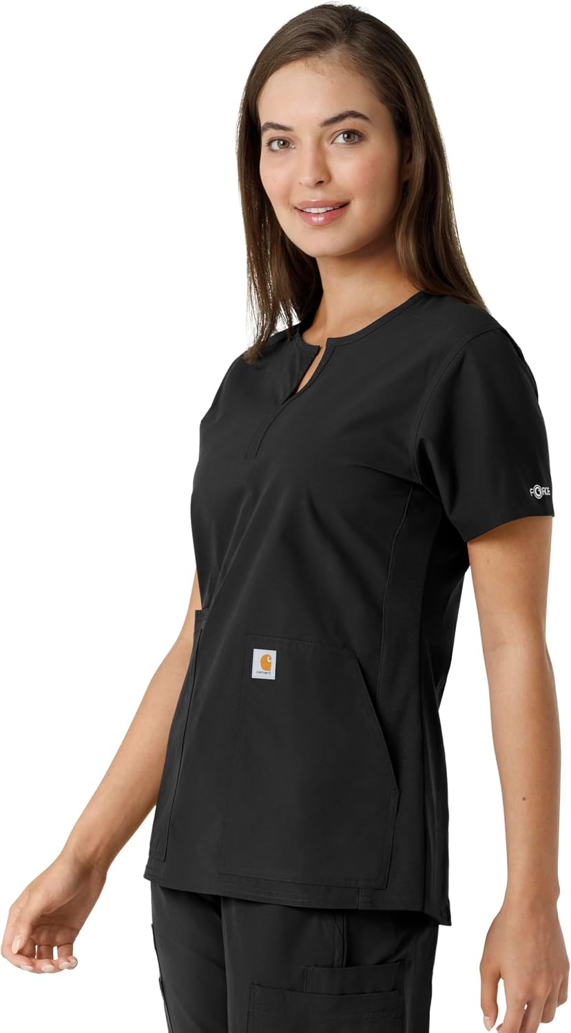 image:imageCarhartt Scrubs C12413 Womens Force Essentials Modern Fit Notch NeckBlack