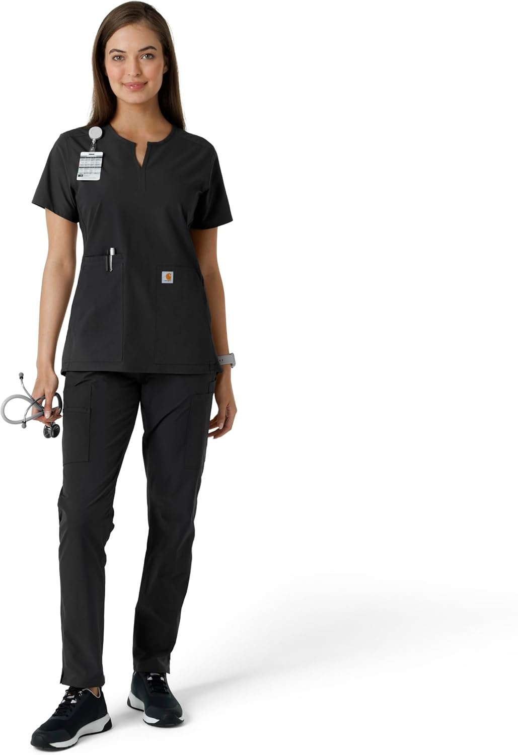 image:imageCarhartt Scrubs C12413 Womens Force Essentials Modern Fit Notch NeckBlack