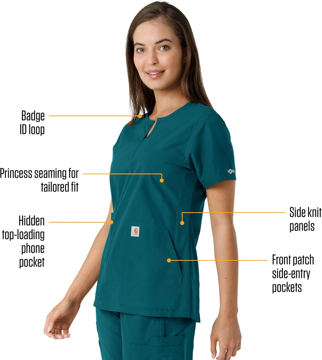 image:imageCarhartt Scrubs C12413 Womens Force Essentials Modern Fit Notch NeckCaribbean