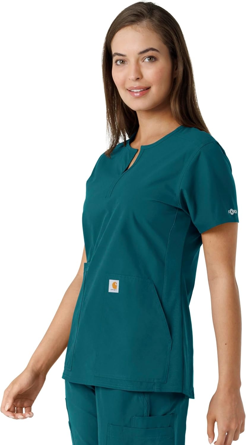 image:imageCarhartt Scrubs C12413 Womens Force Essentials Modern Fit Notch NeckCaribbean