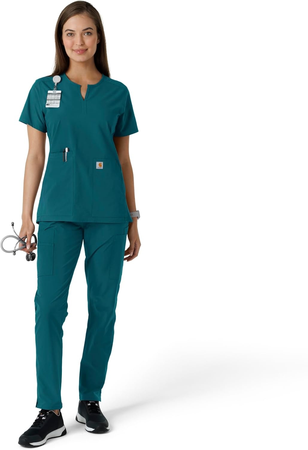image:imageCarhartt Scrubs C12413 Womens Force Essentials Modern Fit Notch NeckCaribbean