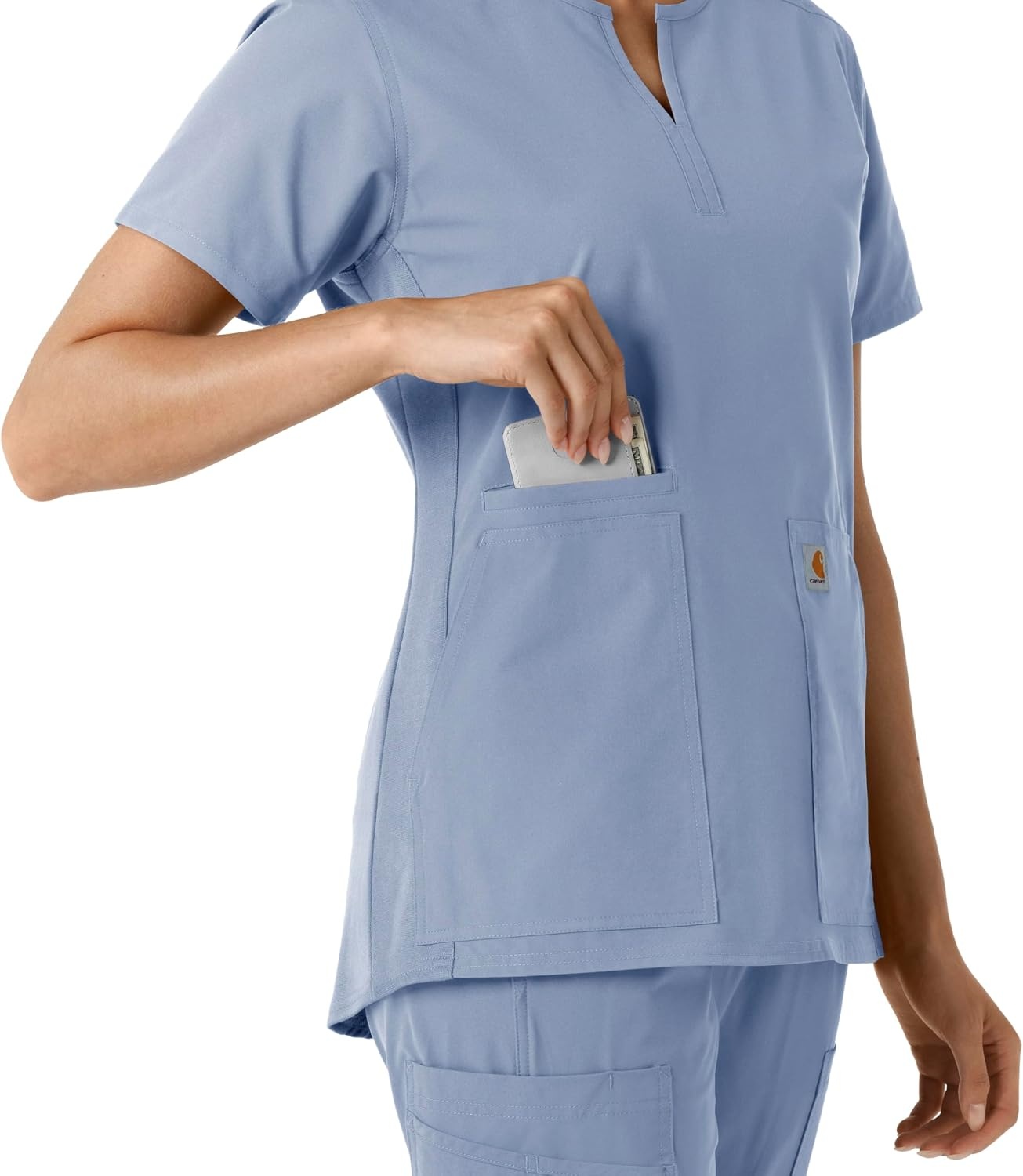 image:imageCarhartt Scrubs C12413 Womens Force Essentials Modern Fit Notch NeckCeil Blue