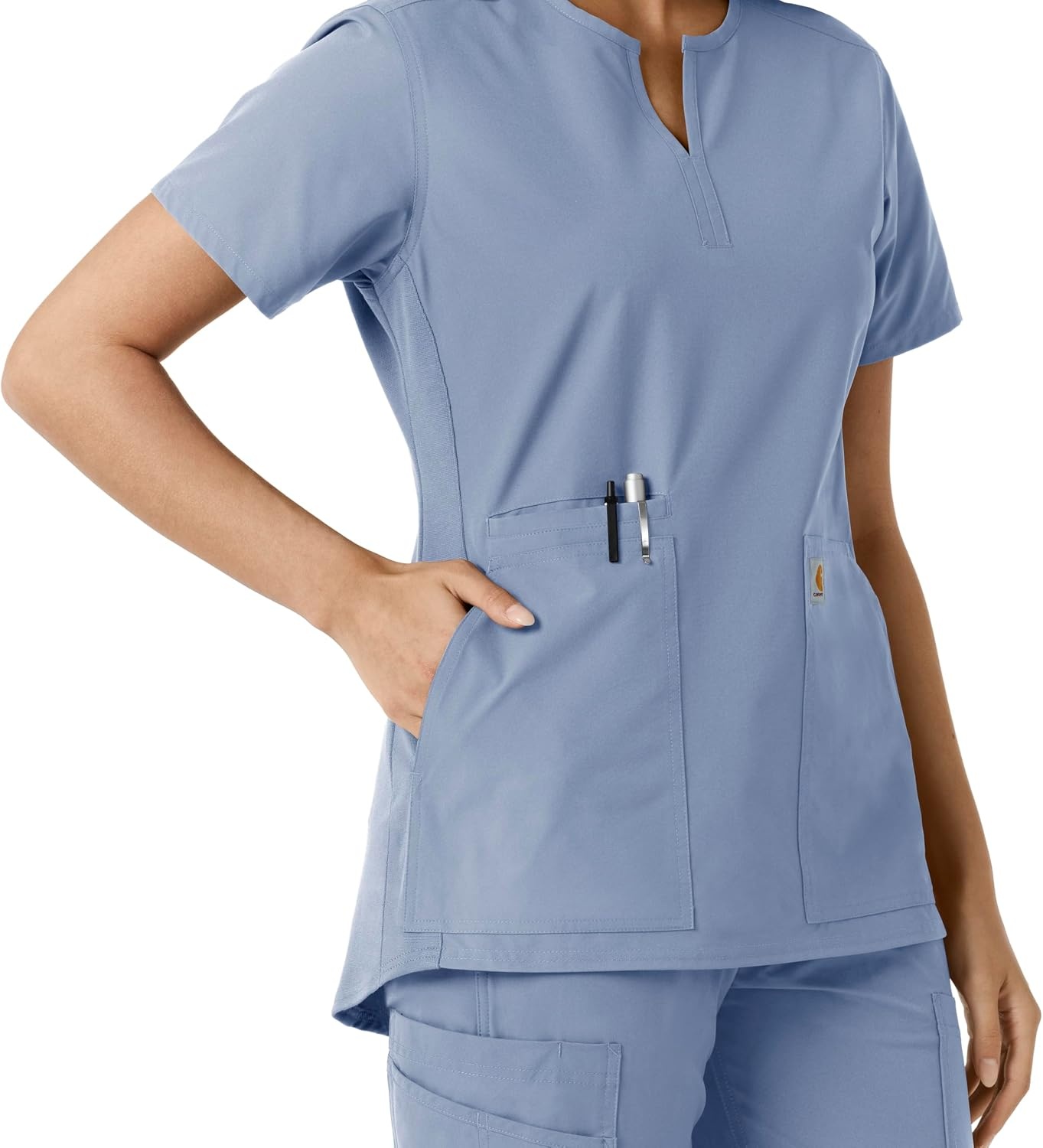 image:imageCarhartt Scrubs C12413 Womens Force Essentials Modern Fit Notch NeckCeil Blue