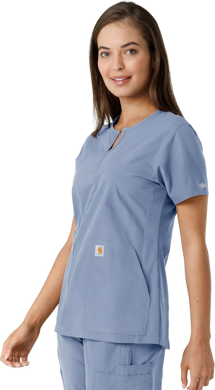 image:imageCarhartt Scrubs C12413 Womens Force Essentials Modern Fit Notch NeckCeil Blue