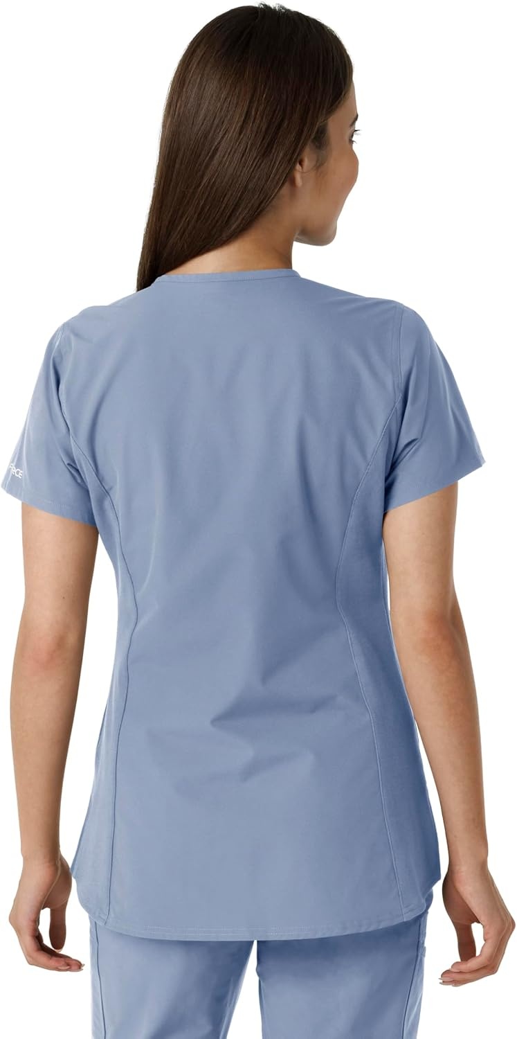 image:imageCarhartt Scrubs C12413 Womens Force Essentials Modern Fit Notch NeckCeil Blue