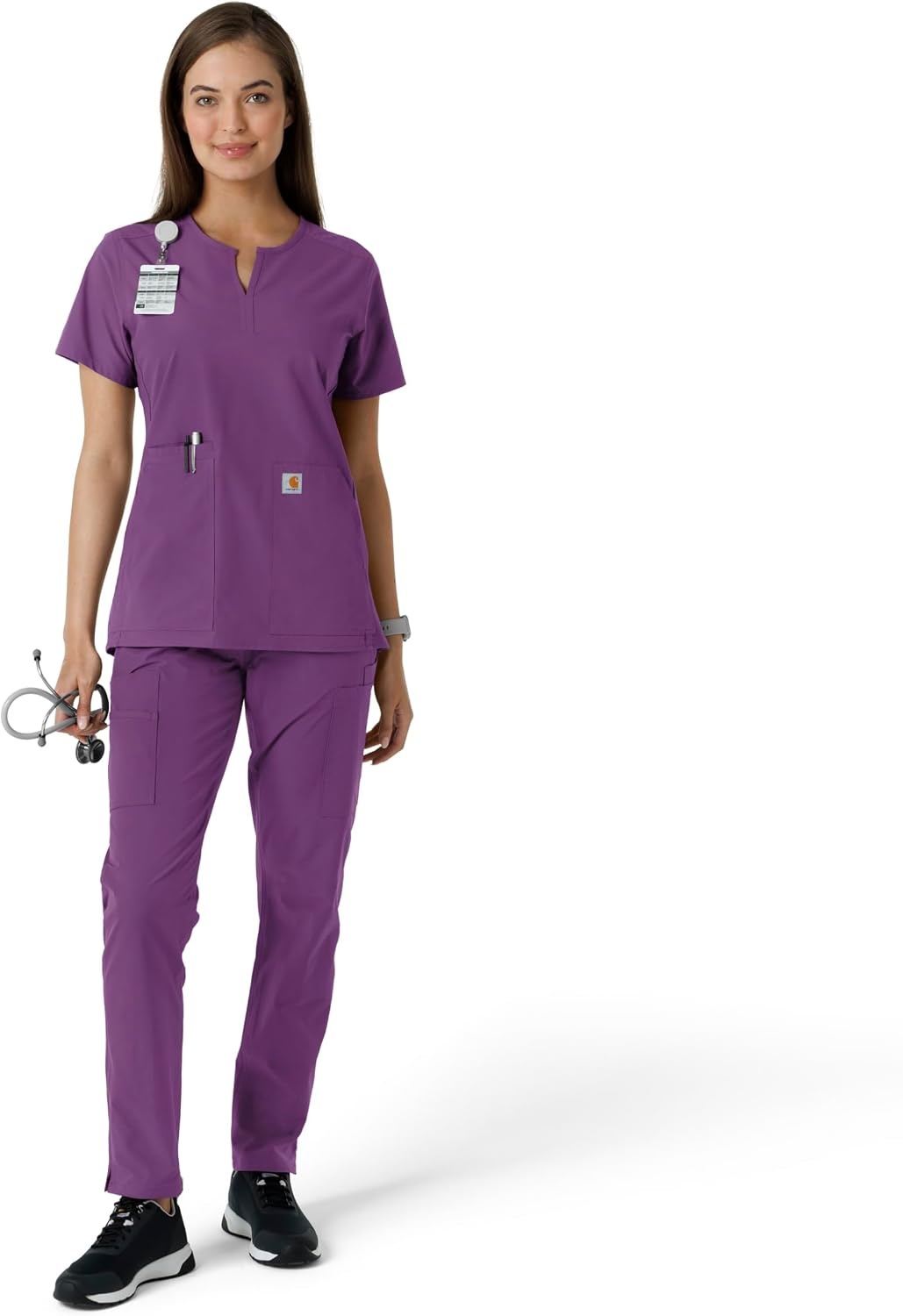 image:imageCarhartt Scrubs C12413 Womens Force Essentials Modern Fit Notch NeckEggplant