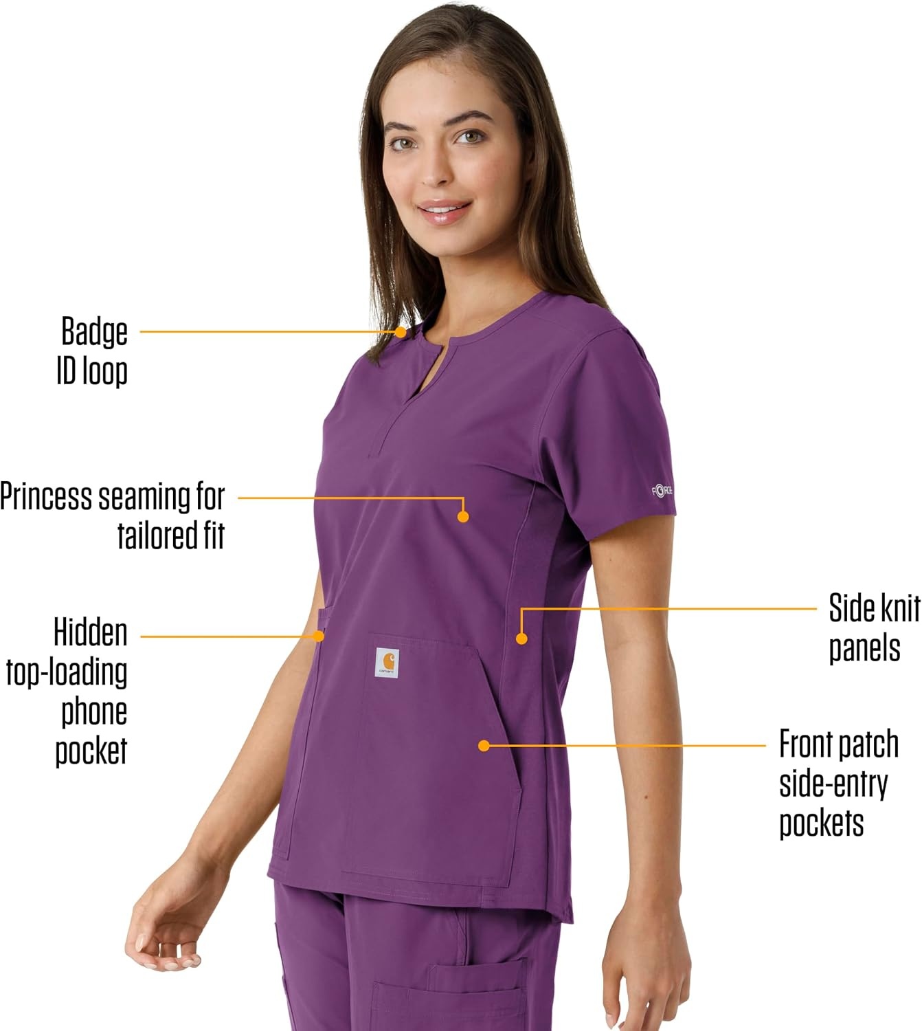 image:imageCarhartt Scrubs C12413 Womens Force Essentials Modern Fit Notch NeckEggplant