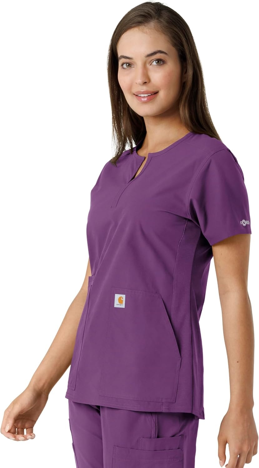 image:imageCarhartt Scrubs C12413 Womens Force Essentials Modern Fit Notch NeckEggplant