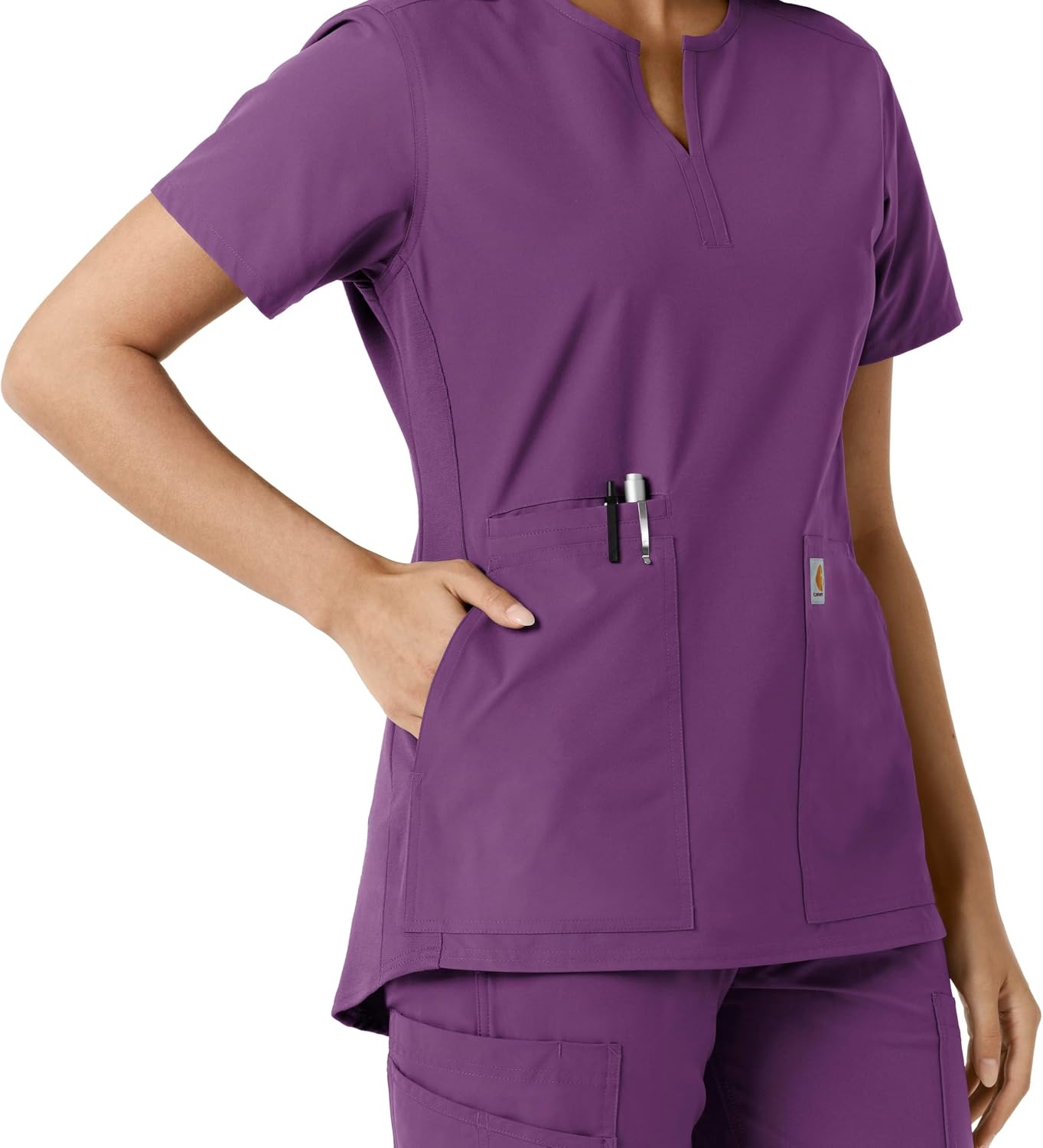 image:imageCarhartt Scrubs C12413 Womens Force Essentials Modern Fit Notch NeckEggplant